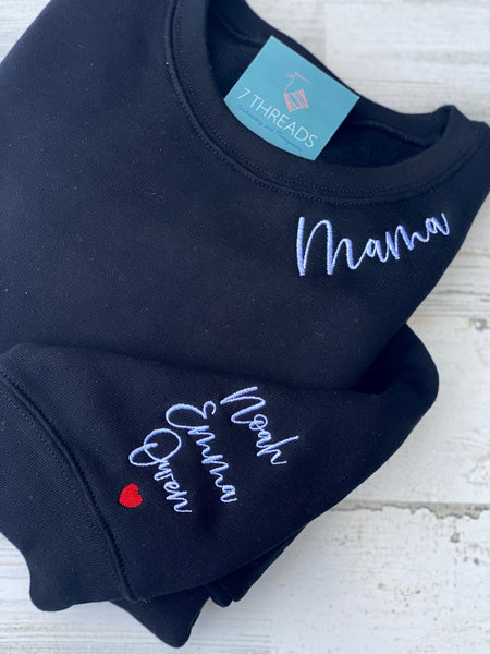 Mama Sweatshirt With Names, Personalized Shirt for Mom With Kids Names, Mama Collar, Custom Mama Sweatshirt, Personalized Gifts For Mom