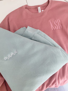 The Audrey Custom Embroidered Sweatshirt | Multiple Font Choices, Bella Canvas Monogram Sweatshirt |  Personalized Sweatshirt
