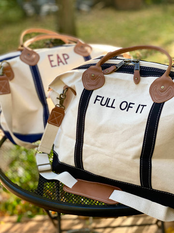 The Jill Weekender Monogram Canvas Duffel Bag, Personalized Weekend Bag, Ironic Tote, Preppy Weekender, Overnight Bag, Embroidered 90s Style Bag, Getaway Bag